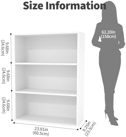 Sweetcrispy 3 Shelf Bookcase Open Display Bookshelf Storage Organizer - Image 3