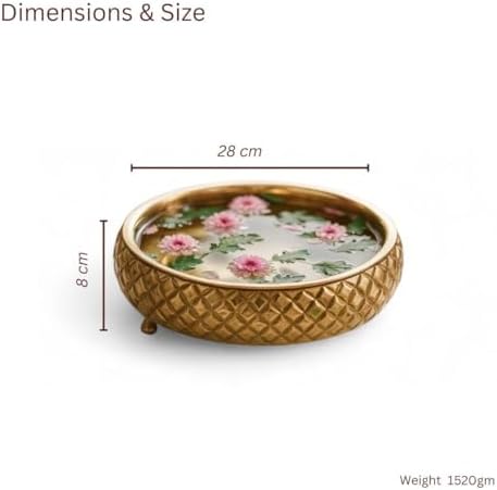 Ritualistic Chitra Handcarved Wooden Urli Bowl 11.5" Diameter | Mango Wood with Geometric Barfi Carving & Detachable Legs | Floating Candles, Flowers & Festive Décor | Diwali Housewarming Premium Gift - Image 3