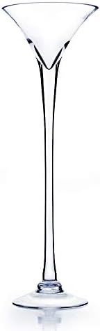 WGV Martini Glass Vase, Open 8", Height 23.6", Base 6", (Multiple Sizes Choices) Clear Wine Fruit Planter Floral Container, Wedding Centerpieces, Event Home Decor, 1 Piece (VMG0823) by WGVInternational-OpusGlassware
