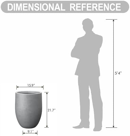 Kante Large Round Bullet Pale Gray Concrete Planter 21.7" Tall, Outdoor - Image 7