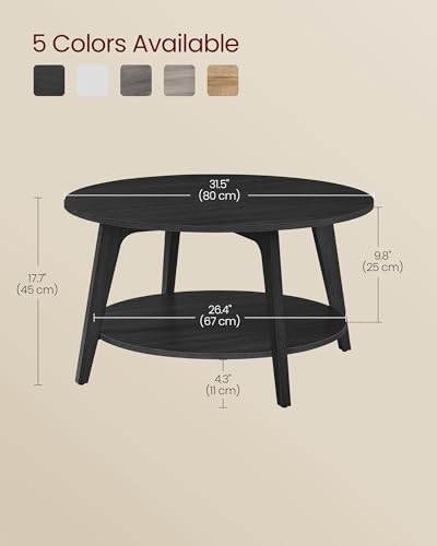 VASAGLE Round Coffee Table, 2-Tier Center Table with Storage, Tapered Legs - Image 3