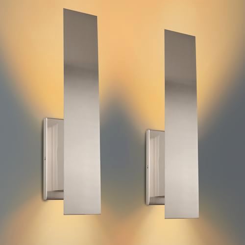 Edwarmlux Indoor Wall Sconces, Modern Wall Lights, Up and Down Wall Mount Light, Dimmable Hardwired Wall Light for Bedroom, Living Room, Hallway, GU10 Bulbs Excluded, 2 Pack (Brushed Nickel) by Edwarmlux