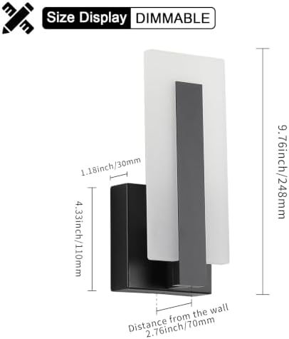 Joosenhouse Modern LED Wall Sconce Dimmable Wall Mounted Lamp Set of 2, Black 3000K Warm White Wall Lamp, Hardwired Bathroom Vanity Light, Indoor Wall Lights for Hallway, Bedroom, Study, Living Room. - Image 4