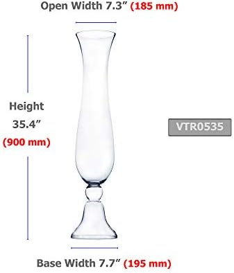 WGV Trumpet Glass Vase, Open Width 7", Height 35", (Multiple Sizes Choices) Clear Tall Floral Planter Centerpiece, Wedding Event Home Decor, 1 Piece (VTR0535) - Image 2