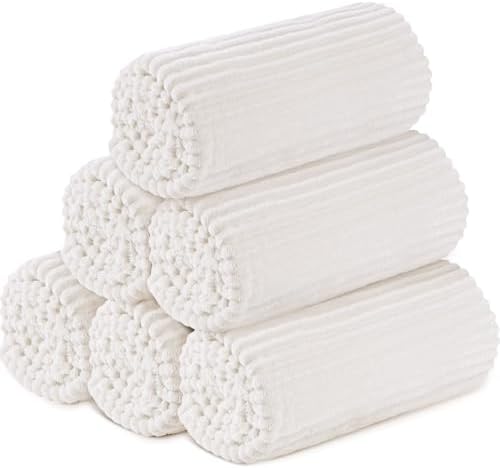 Buryeah 6 Pcs Flannel Blankets Bulk,Fall Outdoor Wedding, Cream White by Buryeah