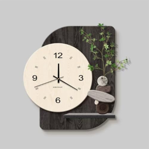 Modern 3D LED Wall Art Decor Silent Clock &Artificial Plant,Crystal Texture by Unknown