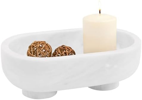Radicaln Marble Oval Bowl with Stand 10" Decorative Bowl for Table Decor by RADICALn