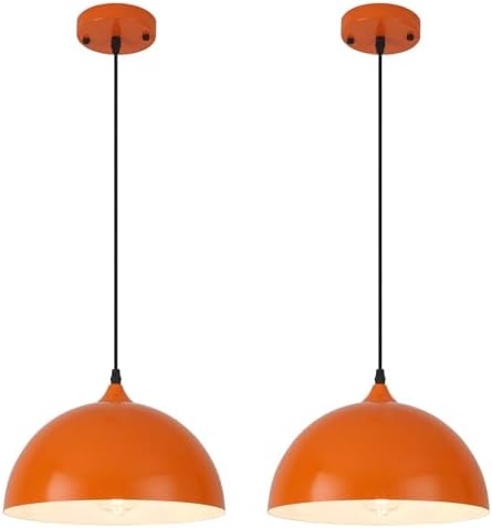 Orange Kitchen Pendant Lights,11.8inches 2 Packs Pendant Light, Farmhouse Pendant Light, Pendant Lights Kitchen Island for Living Room, Bedroom, Dinning Room by SESIMENTLogoGoboProjector