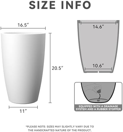 Kante Large Round Tapered White Concrete Planter 20.5" Tall, Outdoor - Image 2