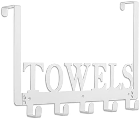 Kuhome Towel Hooks Over The Door Hooks Hangers Wall Mount Towel Rack Towel Holder for Bathroom, Storage Coat Hooks for Home Decor Metal Organizer for Towel Clothes Bag Robe(White) by Kuhome