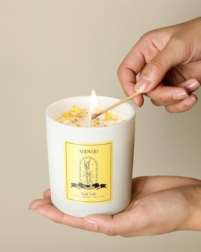 AOOVOO Vanilla Scented Candles for Women - Aromatherapy Candle with Crystals Inside, 10oz Soy Candles for Home Scented, Birthday Gifts Valentines Day Candle for Women Mom - Image 5