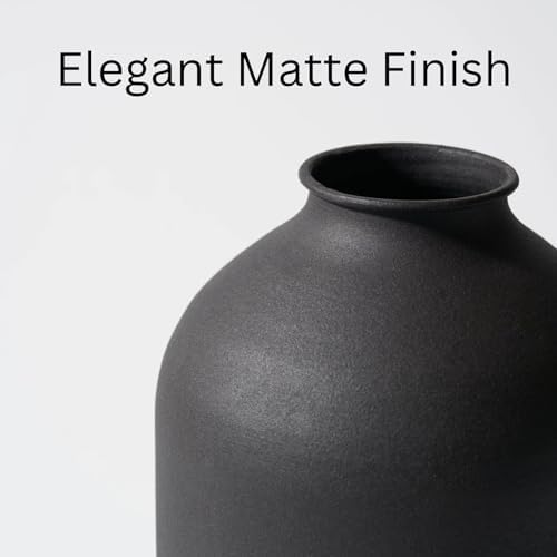 Large Black Vase for Flowers Decor Living Room - 8.6in Tall, Matte Black - Image 6
