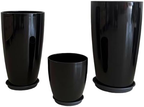 24/21/11 Inch Tall Planter Pots Garden Plastic Planters - Set of 3 for Indoor & Outdoor Use - Decorative Lightweight Flower Pots by MinCHI257