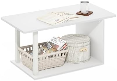 Furinno Basic 2-Tier Modern Coffee Table with Open Shelf, White by Furinno-FitsYourSpaceFitsYourBudget
