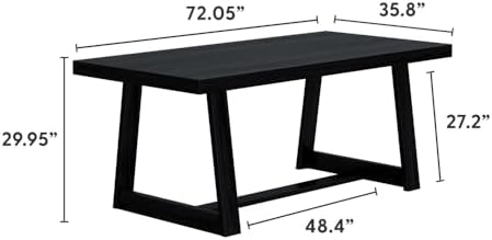 Plank+Beam Classic 72 Inch Dining Table, Rectangular, Black Wirebrush - Image 2