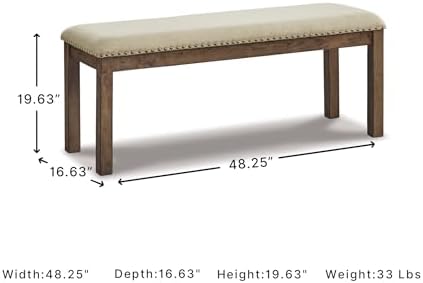 Signature Design by Ashley Moriville Wood Upholstered Dining Bench, Beige - Image 3