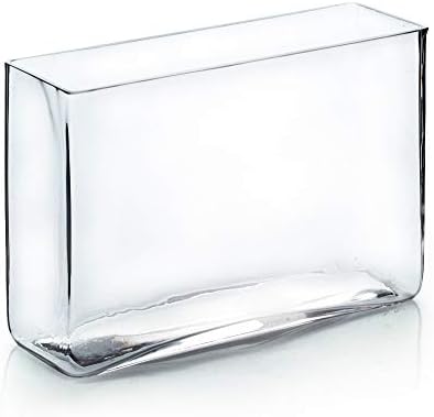 WGV Long Rectangle Block Vase Bulk, Width 4", Length 12", Height 10", Clear Round Corners Glass Floral Container Wedding Party Event Decor, 4 Pieces - Image 6