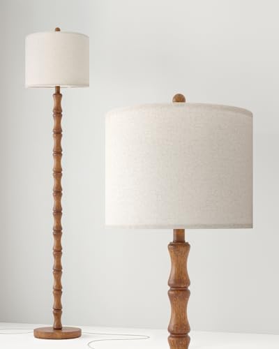 BOBOMOMO 62" Rustic Floor Lamp for Living Room, Retro Farmhouse Floor Lamp Rotary Switch, Resin Standing Lamp for Living Room, Corner, Dining Room, Bedroom, Home Decor - Image 2