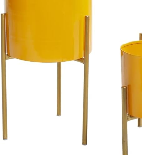 Deco 79 Metal Indoor Outdoor Planter Large Planter Pot with Removable Stand, Set of 3 Planters 12", 14", 18"H, Yellow - Image 5