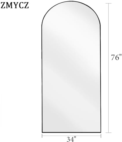 Floor Length Mirror, 76"x34" Arch Full Length Mirror Hanging or Leaning, Body Mirrors with Stand, Arched-Top Wall Mounted Mirrors with Aluminum Frame for Bedroom (Black) - Image 4