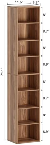 IRONCK Tall Narrow Bookshelf 8 Tiers, Compact Corner Bookcase, Floor Standing Display Storage Shelves 71 in Tall, Easy to Match for Living Room, Office, Study, Bedroom - Image 3