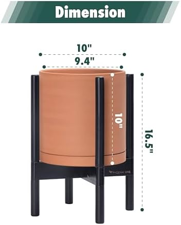 D'vine Dev Terracotta Pot with Ebony Wood Stand, 10 in, 55-B-L-5 - Image 3
