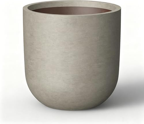 Kante Small Round Capsule Weathered Concrete Planter 11" Dia, Outdoor by Unknown