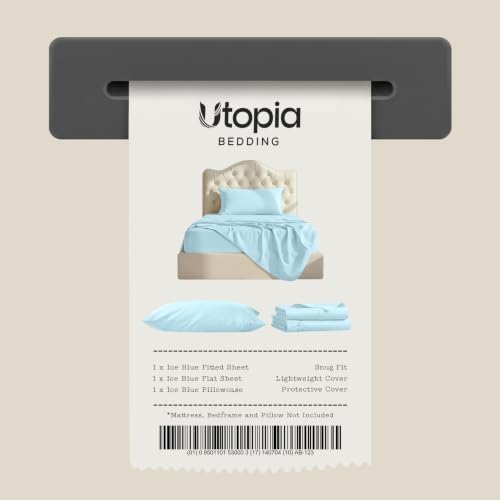 Twin Sheets Set, 3 Pieces 16" Deep Pocket Hotel Luxury Bed Sheets, Ice Blue - Image 7