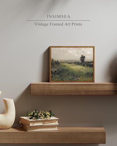 InSimSea Framed Canvas Wall Art Vintage Decor, The Vast Grassland Wall Art Room Decor, Classical Scenery Oil Painting Wall Artwork, Home Wall Decoration for Bedroom Living Room Bathroom, 8"x10" - Image 4