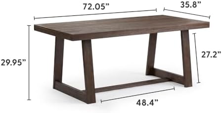 Plank+Beam Classic 72 Inch Dining Table, Rectangular, Walnut Wirebrush - Image 2