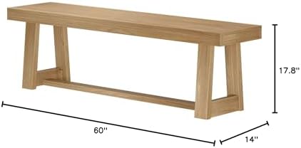 Plank+Beam Classic Dining Bench, 60 Inch, Blonde Wirebrush - Image 2