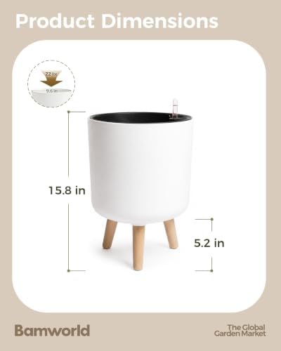 Bamworld Self Watering Pots for Indoor Plants with Water Level Indicator - Image 3