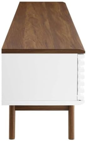 Modway Render Mid-Century Modern Low Profile 70 Inch Media Console TV Stand in Walnut White, 70" - Image 5