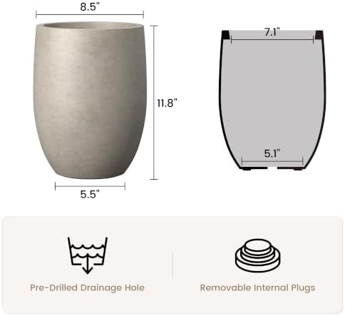 Kante Weathered Concrete Planter 9.1" Dia All-Weather Round Small Pot - Image 6