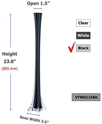 WGV Eiffel Tower Vase Bulk, Open 1.5", Height 24", (Multiple Sizes Choices) Black Glass Floral Container with Sturdy Base, Flower Centerpiece for Wedding Event Home Decor, Arts Crafts, 12 Pieces - Image 2