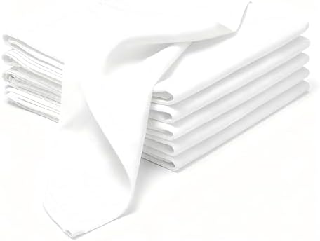 100% Pure Linen Napkins 18 x 18 Inch White - Set of 6 Pack Oversized Dinner Table Cloth Napkin, Washable for Home,Kitchen and Everyday Use by LinendoHOME