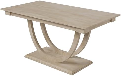 LUMISOL 6-Piece Dining Table Set for 6, Farmhouse Kitchen Dining Room Table Set with Recantgle Table and Upholstered Bench and Chairs, Light Natural - Image 5