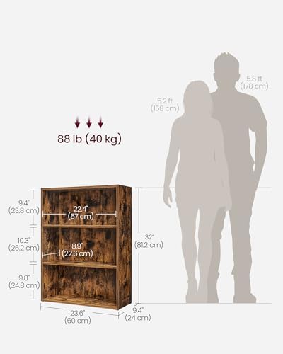 VASAGLE 3-Tier Bookshelf, Storage Organizer, 23.6 x 9.4 x 32 Inches - Image 3
