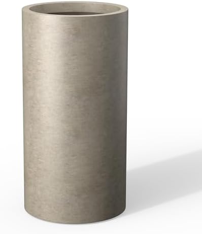 Kante Large Round Column Weathered Concrete Planter 27.8" Tall, Outdoor by Unknown