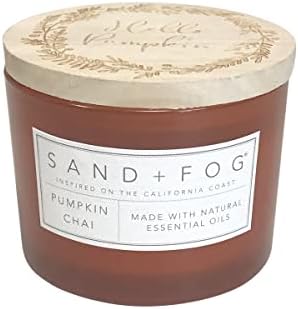 Sand + Fog Scented Candle - Pumpkin Chai – Additional Scents and Sizes – 100% Cotton Lead-Free Wick - Luxury Air Freshening Jar Candles - Perfect Home Decor – 12oz by SandFogHome