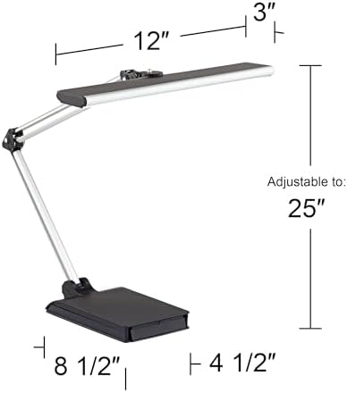 Flynn 25" High Desk Lamp USB Silver Adjustable LED Phone Cradle Black Task - Image 4