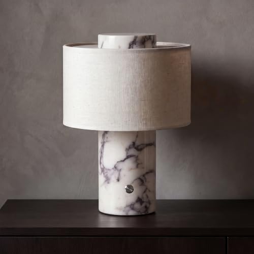 Marble Table Lamp Cordless Stone Lamps Rechargeable, Calacatt Viola Lamp by Rauphlis
