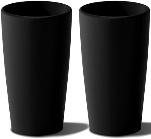 SnugNiture Set of 2 Round Tall Planters 22 Inch, Large Planter for Indoor Outdoor Plants, Modern Flower Pot Containers Large Decorative Tree Planter, Black by snugniture