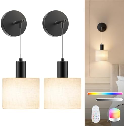 SAIMAND Battery Operated Wall Sconces Set of 2,Wireless Rechargeable Lights by SAIMAND