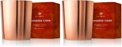 Thymes Scented Candles for Home Decor - Luxury Home Fragrance Gifts for Women & Men - Fall Candles with Warm Notes of Apple, Clove, & Cardamom - Rose Gold Votive (Simmered Cider, 2 oz) (Pack of 2) by Unknown