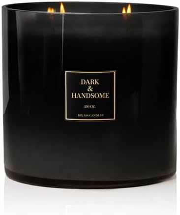| Huge 10lb Luxury Candle, 150oz, 500 Hours | Dark & Handsome | Bergamot, Amber, Leather | Natural Coconut-Soy Wax | by Big Ass Luxuries | As Seen On Shark Tank by BigAssCandles