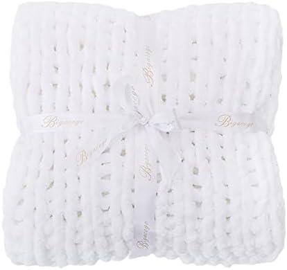 Bigacogo Chunky Knit Throw Blanket for Couch, 51x63 inches, Pure White - Image 7