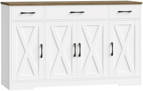 HOSTACK Kitchen Buffet Sideboard Storage Cabinet, Coffee Bar Cabinet, White by HOSTACK