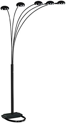 Coaster Home Furnishings - Kayd - Metal Floor Lamp with 5 Flexible LED Lights, Curved Lamp Heads and Dome Shades - Living Room - 92-Inch - Black - 1297A - Image 3