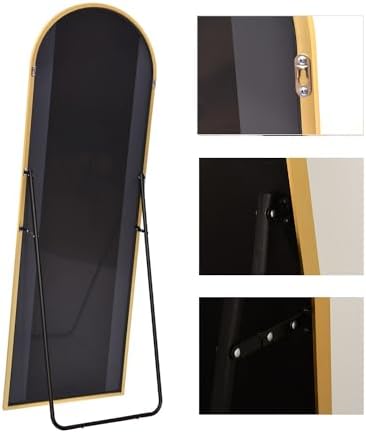 KOMCOTE 71x28 Inch Arched Floor Mirror - Full Length Gold Standing Mirror for Bedroom, Living Room, Dressing - Tall Leaner Mirror with Arch Design, Wall or Free-Standing Decor - Image 7